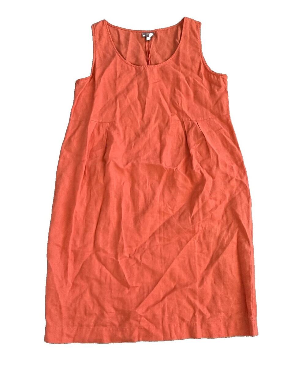 J.Jill Women’s 100% Linen Apricot Orange Dress M Capsule Preppy
